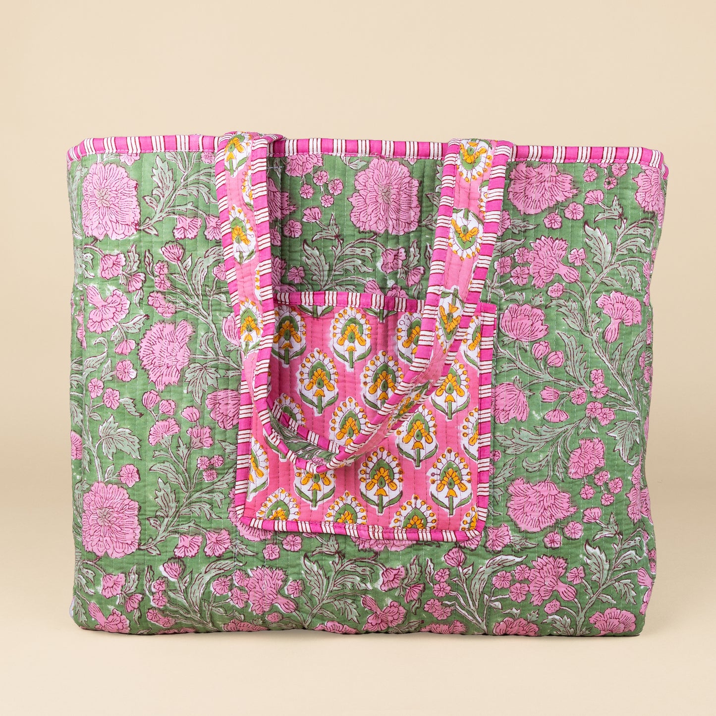 Pre-order- Tote Bag - Roze - Groen - No.15