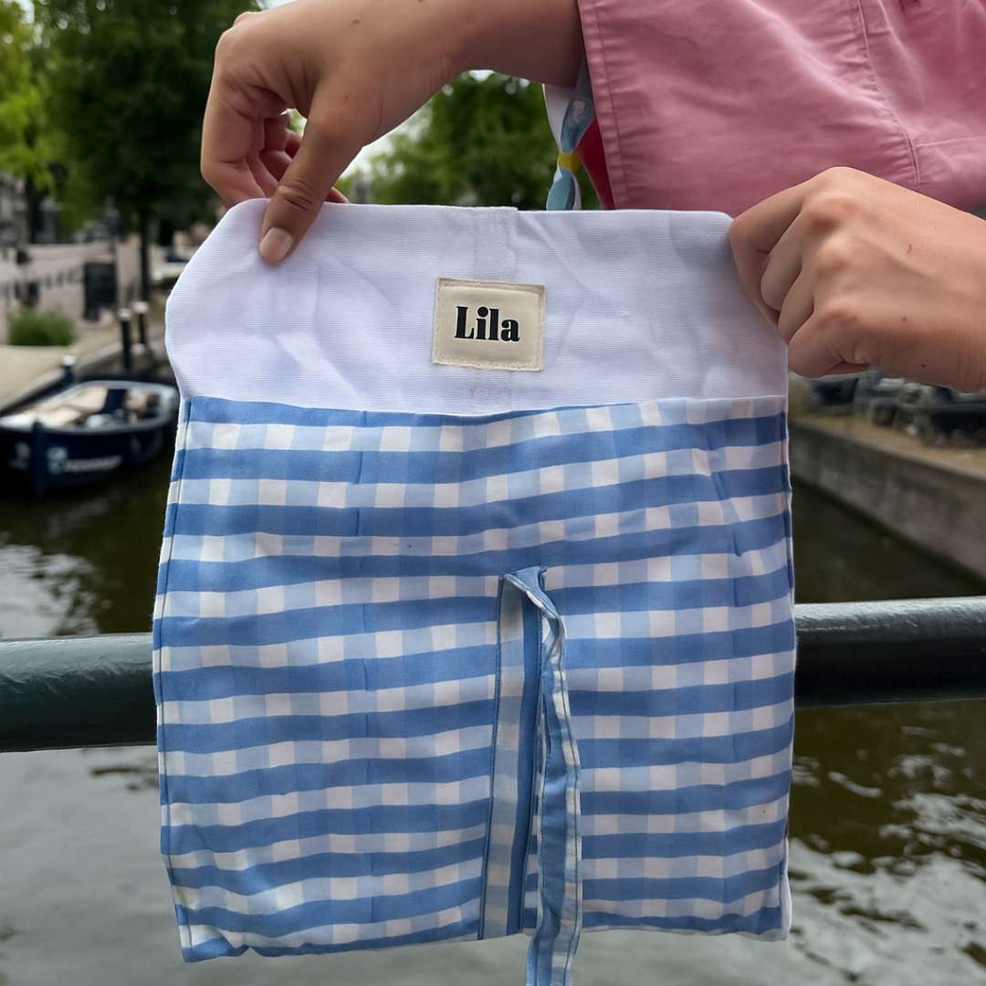 Tote bag - Gingham - Blauw - Rits- No.11