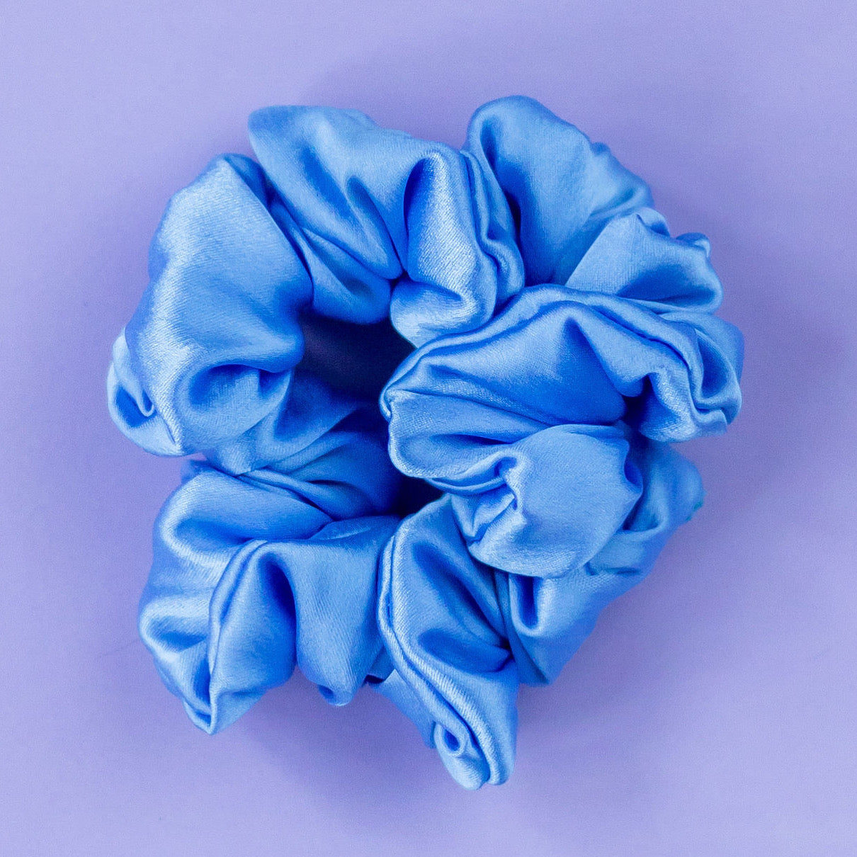 Scrunchie satijn-blauw