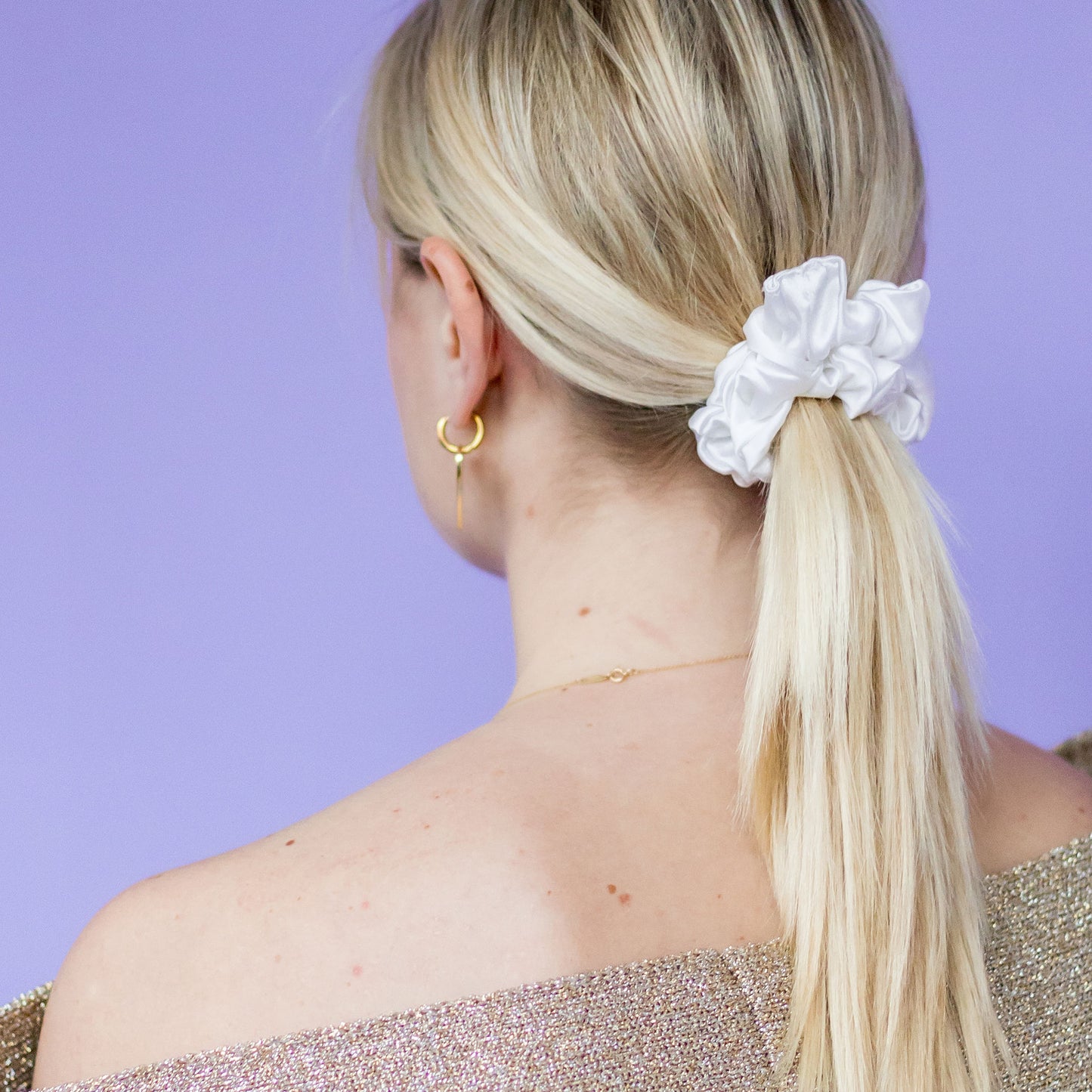 Scrunchie satijn-zilver