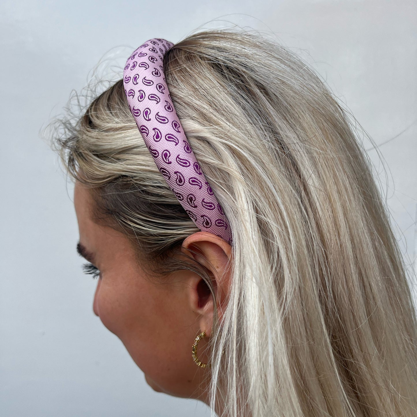 Tie headband - Paisley pink