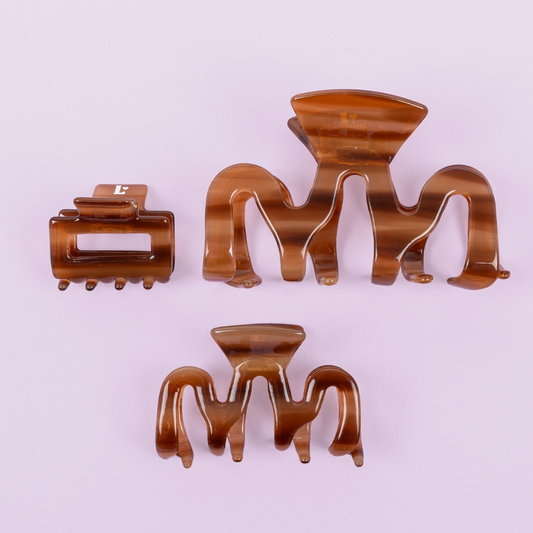 Haarclips- Toffee set