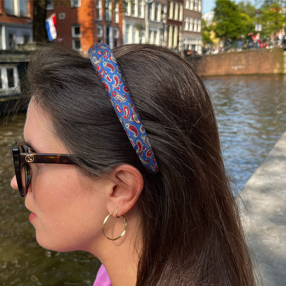 Tie headband - Paisley Blue red