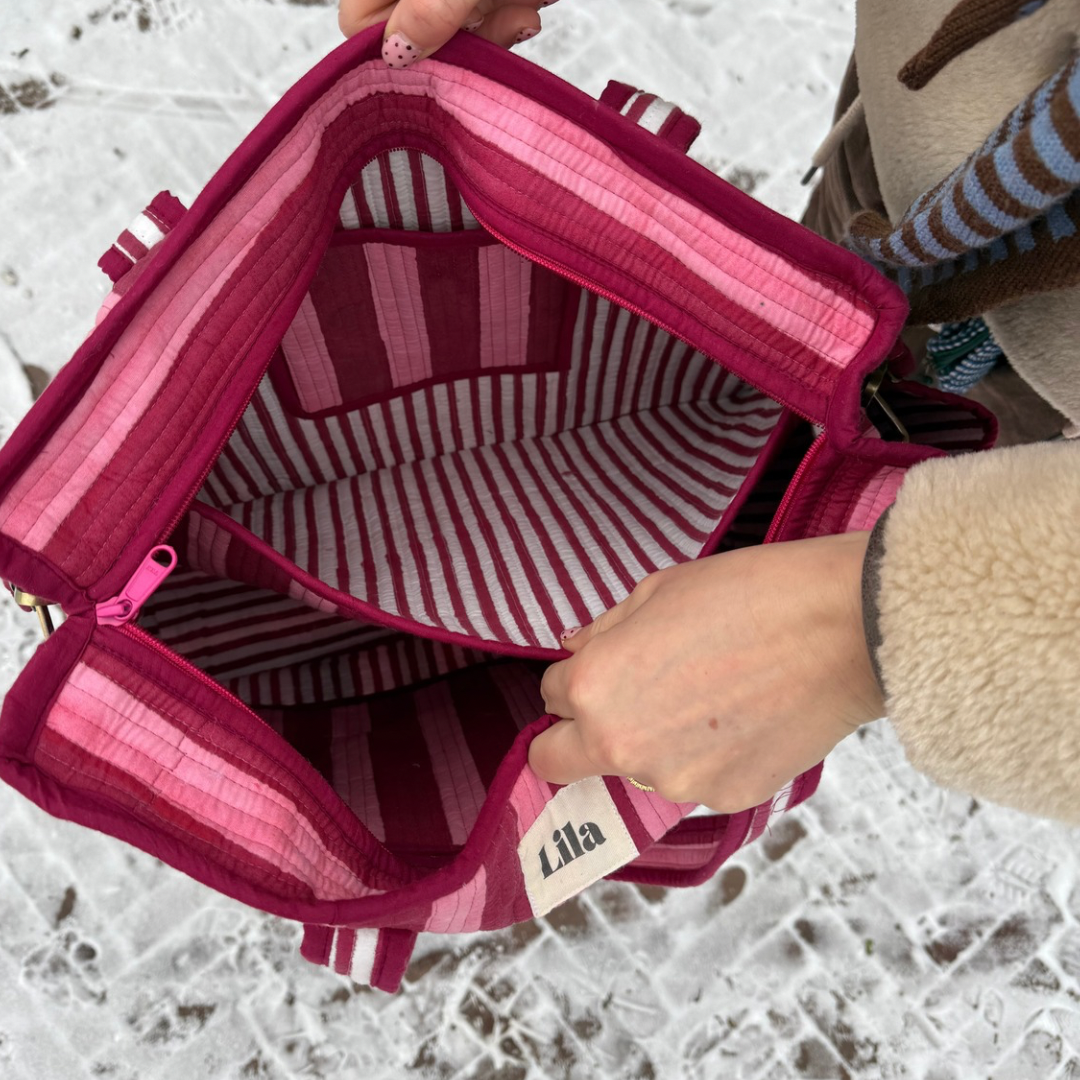 Organized Tote - Burgundy - Stripe - No.1