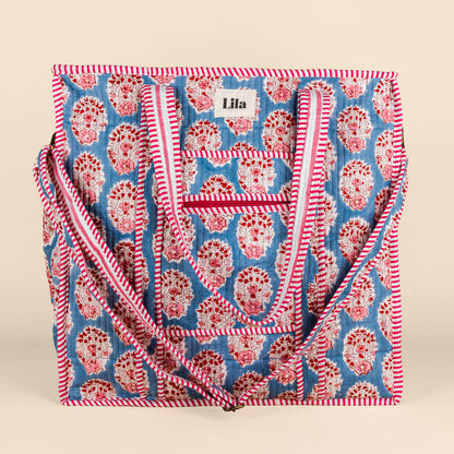 Organised Tote - Blauw - Roze - Inclusief toilettas- no.3
