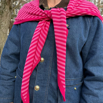 Driehoek Sjaal - Roze streep - Groot