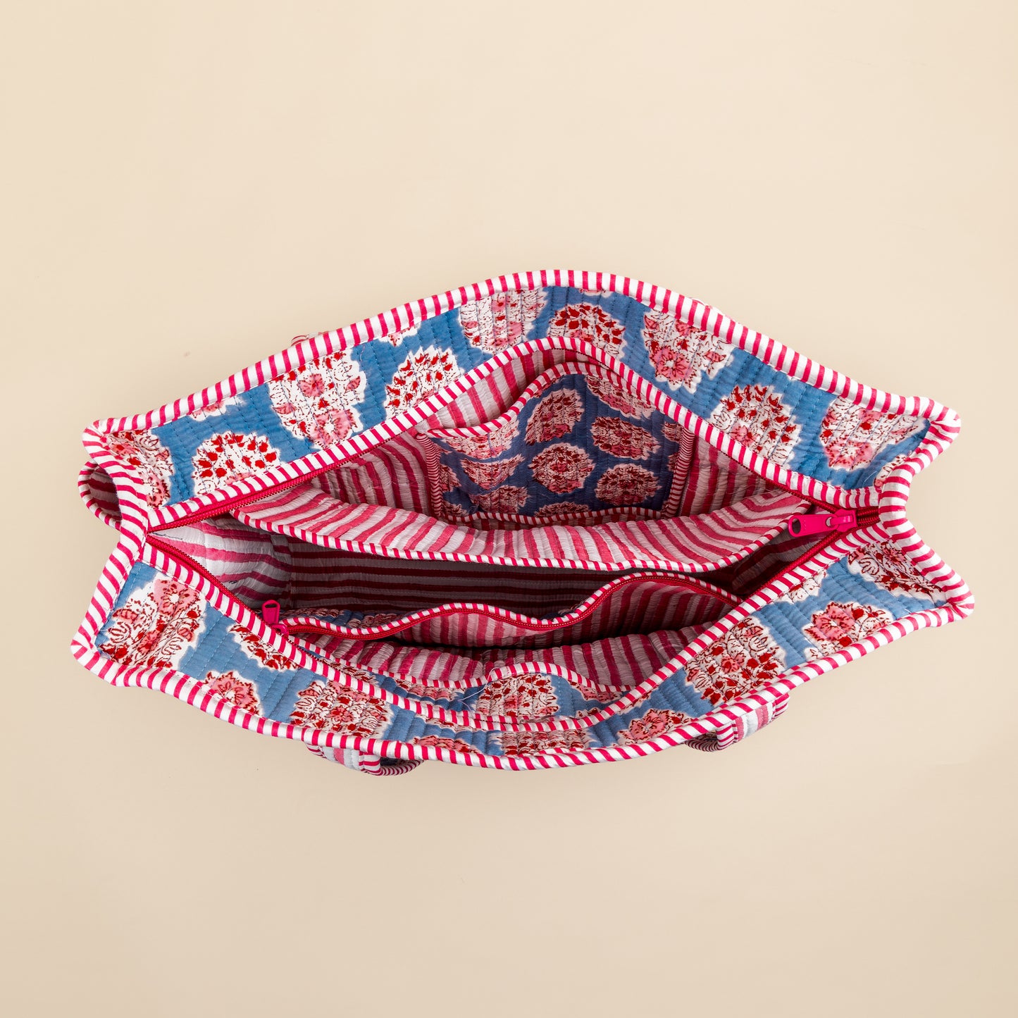 Organised Tote - Blauw - Roze - Inclusief toilettas- no.3