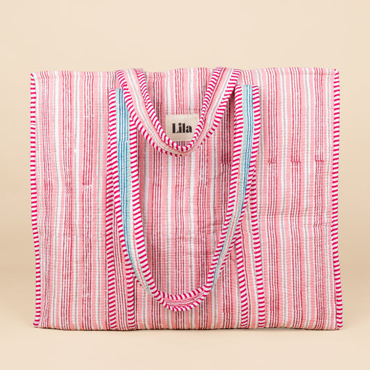 Tote bag - Streep - Roze - Groen - No.3