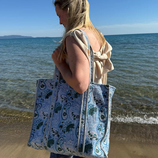 Einkaufstasche - Hellblau - Grau - Nr. 20