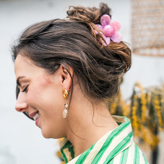 Pince à cheveux fleur rose