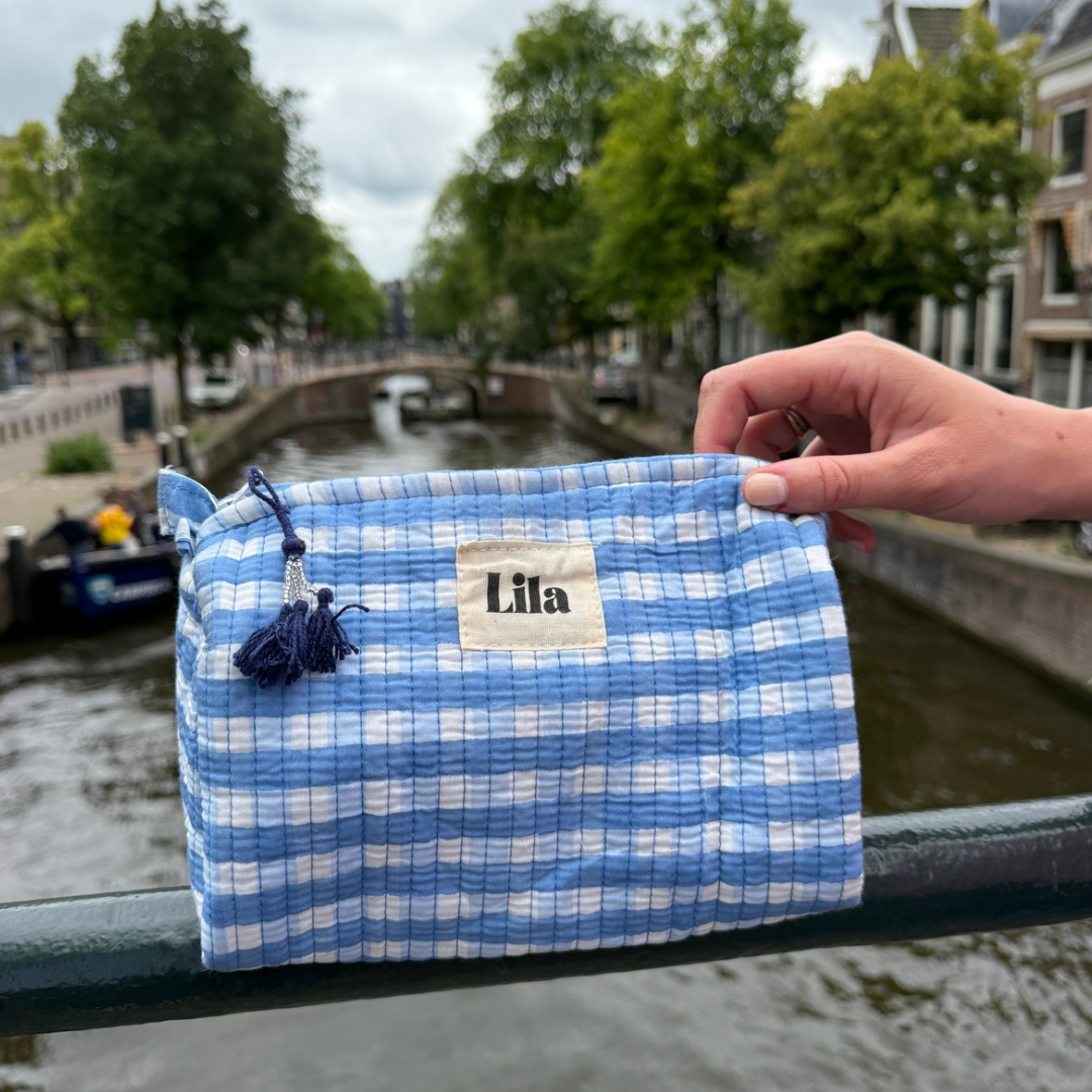 Tote bag - Gingham - Blauw - Rits- No.11